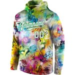 Custom Name & Number 3D Sports Hoodie - White & Kelly Green Stitched Graffiti Pattern Sweatshirt Pullover Personalized Stitched