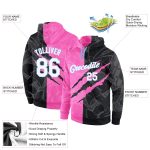 Custom Name & Number 3D Hoodie, Personalized White-Light Blue Sports Sweatshirt with Stitched Graffiti Pattern Personalized