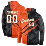 Custom Name Number Hoodie - 3D Stitched Graffiti Pattern in White-Old Gold Pullover Sweatshirt for Sports Team Personalized
