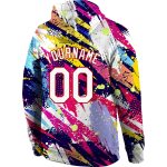 Custom Name and Number 3D Sports Hoodie Personalized Stitched Graffiti Pattern White-Red Pullover Sweatshirt Personalized