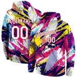 Custom Name and Number 3D Sports Hoodie Personalized Stitched Graffiti Pattern White-Red Pullover Sweatshirt Personalized