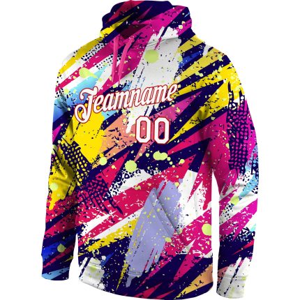 Custom Name and Number 3D Sports Hoodie Personalized Stitched Graffiti Pattern White-Red Pullover Sweatshirt Personalized