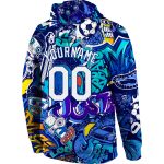 Custom Name & Number 3D Sports Hoodie - Personalized White-Royal Stitched Graffiti Pattern Pullover Sweatshirt Personalized