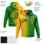 Custom Name Number Sports Hoodie - Grass Green Gold Black Gradient Pullover Sweatshirt Personalized Stitched Grass Green