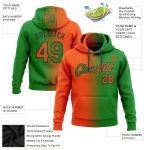 Custom Sports Hoodie with Personalized Name & Number - Grass Green Orange-Black Gradient Pullover Sweatshirt Personalized