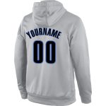 Custom Name Number Sports Hoodie Pullover Sweatshirt Gray Black-Blue Personalized Design Team Apparel Personalized Stitched