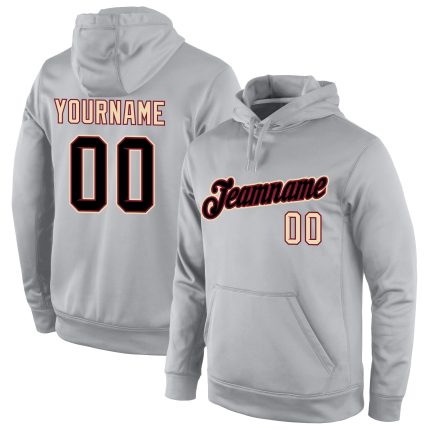 Custom Name Number Sports Hoodie Pullover Sweatshirt Gray Black Crimson Personalized Team Apparel Personalized Stitched Gray
