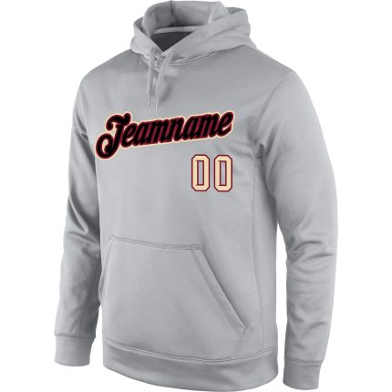 Custom Name Number Sports Hoodie Pullover Sweatshirt Gray Black Crimson Personalized Team Apparel Personalized Stitched Gray