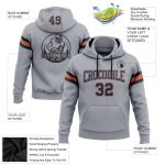 Custom Team Name Number Football Pullover Hoodie Sweatshirt Gray Black Electric Blue Orange Stitched Design Personalized