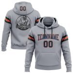 Custom Team Name Number Football Pullover Hoodie Sweatshirt Gray Black Electric Blue Orange Stitched Design Personalized