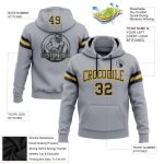 Custom Name Number Gray Black-Gold Football Hoodie Personalized Stitched Pullover Sweatshirt for Team Spirit Personalized