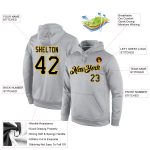 Custom Name Number Sports Hoodie Sweatshirt Personalized Gray Black-Gold Pullover Personalized Stitched Gray Black-Gold Sports