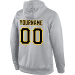 Custom Name Number Sports Hoodie Sweatshirt Personalized Gray Black-Gold Pullover Personalized Stitched Gray Black-Gold Sports