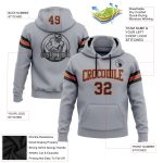Custom Team Name Number Hoodie Football Pullover Sweatshirt Gray Black Orange Stitched Personalized Stitched Gray Black-Orange
