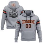 Custom Team Name Number Hoodie Football Pullover Sweatshirt Gray Black Orange Stitched Personalized Stitched Gray Black-Orange