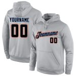 Personalized Gray Black Orange Sports Hoodie Pullover Sweatshirt for Men and Women Personalized Stitched Gray Black-Orange