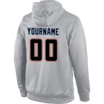 Personalized Gray Black Orange Sports Hoodie Pullover Sweatshirt for Men and Women Personalized Stitched Gray Black-Orange