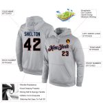 Personalized Gray Black Orange Sports Hoodie Pullover Sweatshirt for Men and Women Personalized Stitched Gray Black-Orange