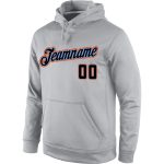 Personalized Gray Black Orange Sports Hoodie Pullover Sweatshirt for Men and Women Personalized Stitched Gray Black-Orange