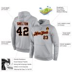 Custom Name Number Sports Hoodie Sweatshirt - Stitched Gray Black-Orange Pullover for Team Personalized Stitched Gray Black-Orange