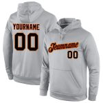 Custom Name Number Sports Hoodie Sweatshirt - Stitched Gray Black-Orange Pullover for Team Personalized Stitched Gray Black-Orange