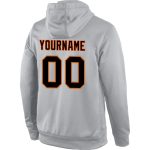 Custom Name Number Sports Hoodie Sweatshirt - Stitched Gray Black-Orange Pullover for Team Personalized Stitched Gray Black-Orange