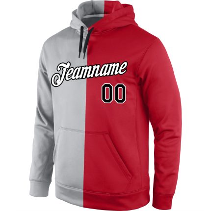 Custom Team Name Number Gray Black Red Sports Hoodie Pullover Sweatshirt Personalized Stitched Fashion Personalized Stitched