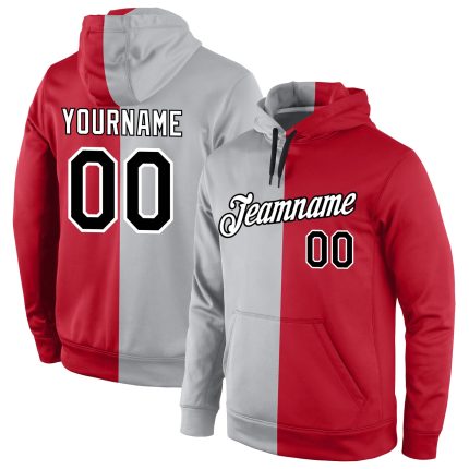 Custom Team Name Number Gray Black Red Sports Hoodie Pullover Sweatshirt Personalized Stitched Fashion Personalized Stitched
