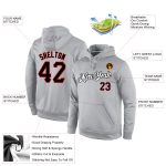 Custom Name Number Sports Hoodie Sweatshirt Pullover Gray Black-Red Team Personalized Personalized Stitched Gray Black-Red