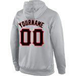Custom Name Number Sports Hoodie Sweatshirt Pullover Gray Black-Red Team Personalized Personalized Stitched Gray Black-Red