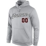Custom Name Number Sports Hoodie Sweatshirt Pullover Gray Black-Red Team Personalized Personalized Stitched Gray Black-Red