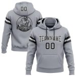 Custom Name Number Football Hoodie Sweatshirt for Team - Personalized Gray Black and White Pullover Personalized Stitched
