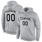 Custom Team Pullover Hoodie with Name & Number - Personalized Gray and Black White Sports Sweatshirt Personalized Stitched