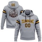 Custom Name Number Football Hoodie Pullover Sweatshirt Gray Brown Gold Personalized Team Apparel Personalized Stitched Gray