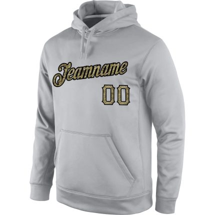 Custom Team Name & Number Gray Camo-Black Sports Hoodie Pullover Sweatshirt - Personalized Stitched Design Personalized Stitched