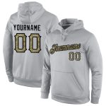 Custom Team Name & Number Gray Camo-Black Sports Hoodie Pullover Sweatshirt - Personalized Stitched Design Personalized Stitched