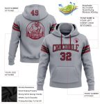 Custom Gray and Crimson Black Football Hoodie Sweatshirt with Name and Number - Personalized Pullover Personalized Stitched