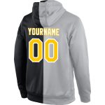 Custom Gray Black Gold Split Sports Hoodie Personalized with Name and Number - Fashion Pullover Sweatshirt for Team Personalized