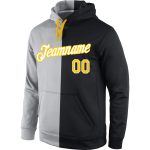 Custom Gray Black Gold Split Sports Hoodie Personalized with Name and Number - Fashion Pullover Sweatshirt for Team Personalized