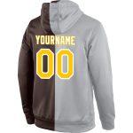 Custom Name Number Pullover Hoodie - Personalized Gray Gold-Brown Fashion Sports Sweatshirt Personalized Stitched Gray Gold-Brown