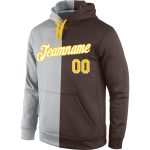 Custom Name Number Pullover Hoodie - Personalized Gray Gold-Brown Fashion Sports Sweatshirt Personalized Stitched Gray Gold-Brown
