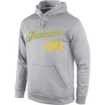 Custom Name Number Sports Hoodie Sweatshirt Pullover Gray Gold Stitched Team Apparel Personalized Stitched Gray Gold Sports