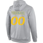 Custom Name Number Sports Hoodie Sweatshirt Pullover Gray Gold Stitched Team Apparel Personalized Stitched Gray Gold Sports