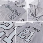 Custom Name and Number Gray-Black Sports Hoodie Sweatshirt Pullover - Personalized Team Apparel Personalized Stitched Gray