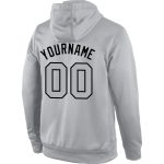 Custom Name and Number Gray-Black Sports Hoodie Sweatshirt Pullover - Personalized Team Apparel Personalized Stitched Gray