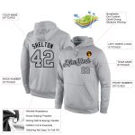 Custom Name and Number Gray-Black Sports Hoodie Sweatshirt Pullover - Personalized Team Apparel Personalized Stitched Gray