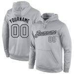 Custom Name and Number Gray-Black Sports Hoodie Sweatshirt Pullover - Personalized Team Apparel Personalized Stitched Gray