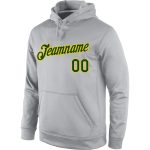 Custom Name Number Pullover Hoodie Sports Sweatshirt Gray Green-Gold Stitched Personalized Stitched Gray Green-Gold Sports