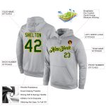 Custom Name Number Pullover Hoodie Sports Sweatshirt Gray Green-Gold Stitched Personalized Stitched Gray Green-Gold Sports