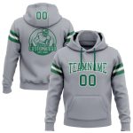 Custom Stitched Gray Kelly Green-White Football Hoodie Sweatshirt Personalized with Team Name and Number Personalized Stitched